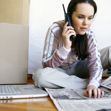 woman looking for a job online.